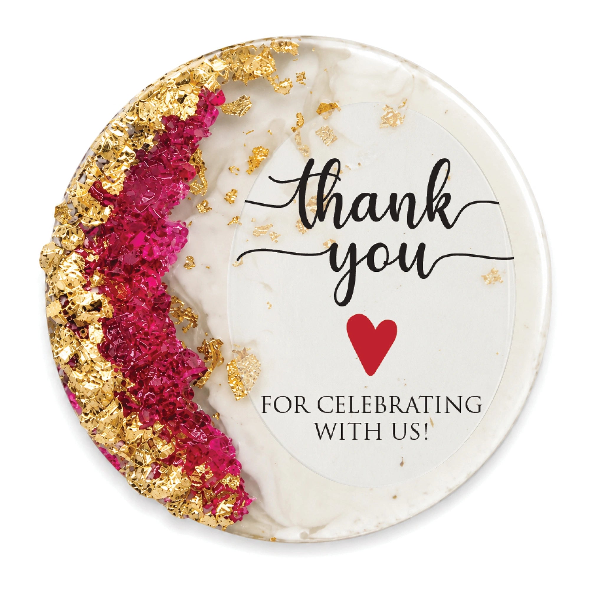 50 PCS Thank You for Celebrating with Us Resin Wedding Magnets – Personalized Bridal Shower Favors