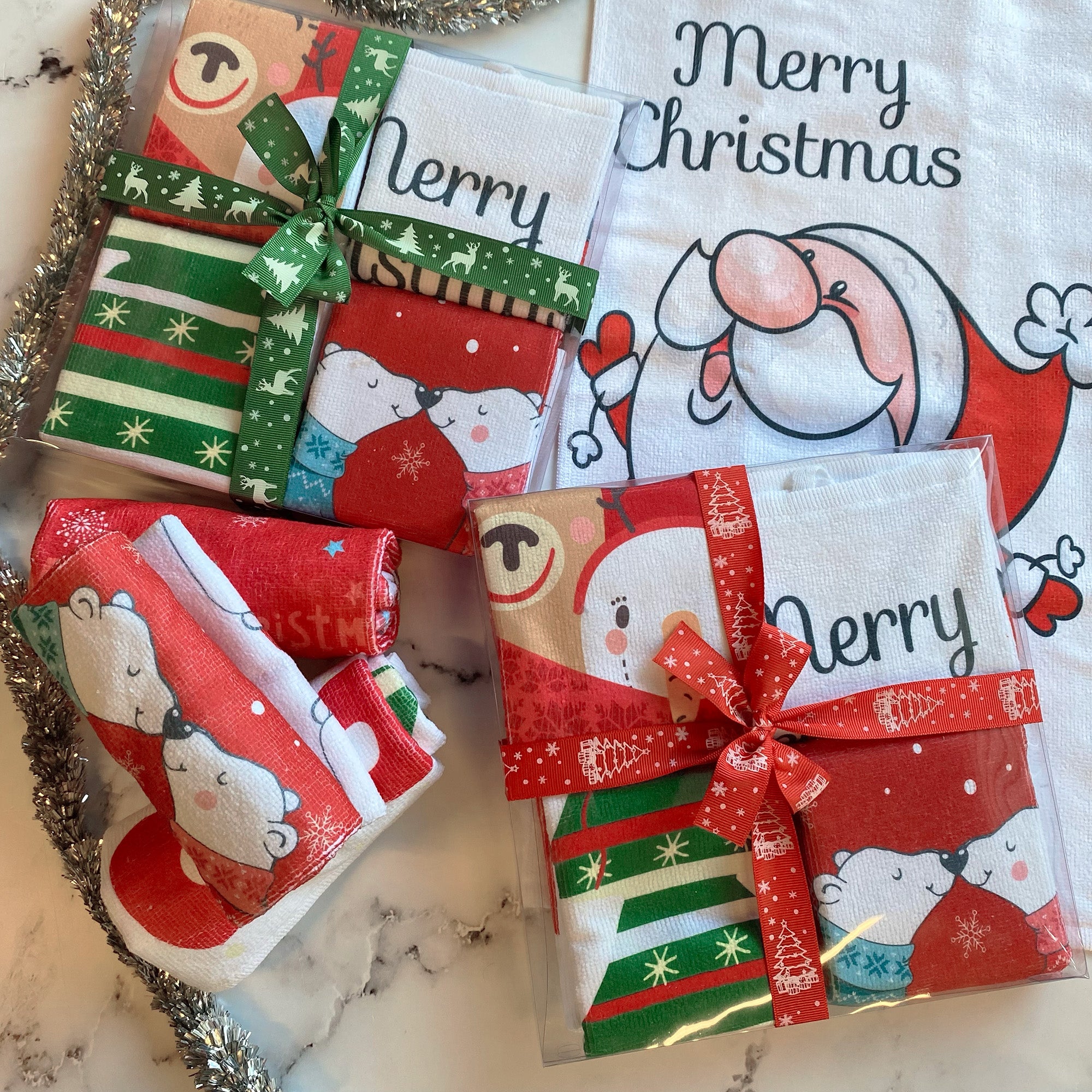 Set di 4 asciugamani da cucina a tema natalizio