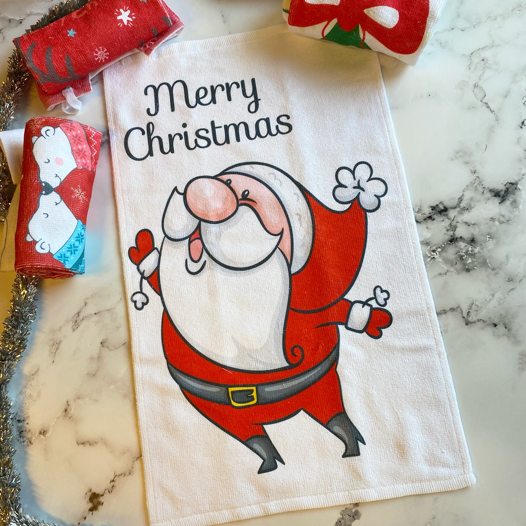 Set di 4 asciugamani da cucina a tema natalizio