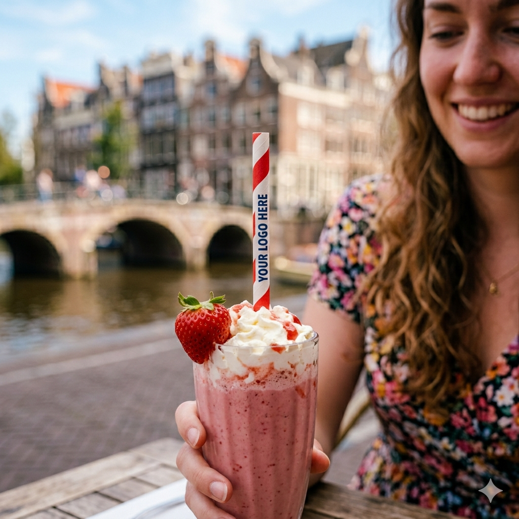 Custom Printed Plastic Straws 1000 PCS | Personalized Logo Drinking Straws for Cafes, Restaurants & Events