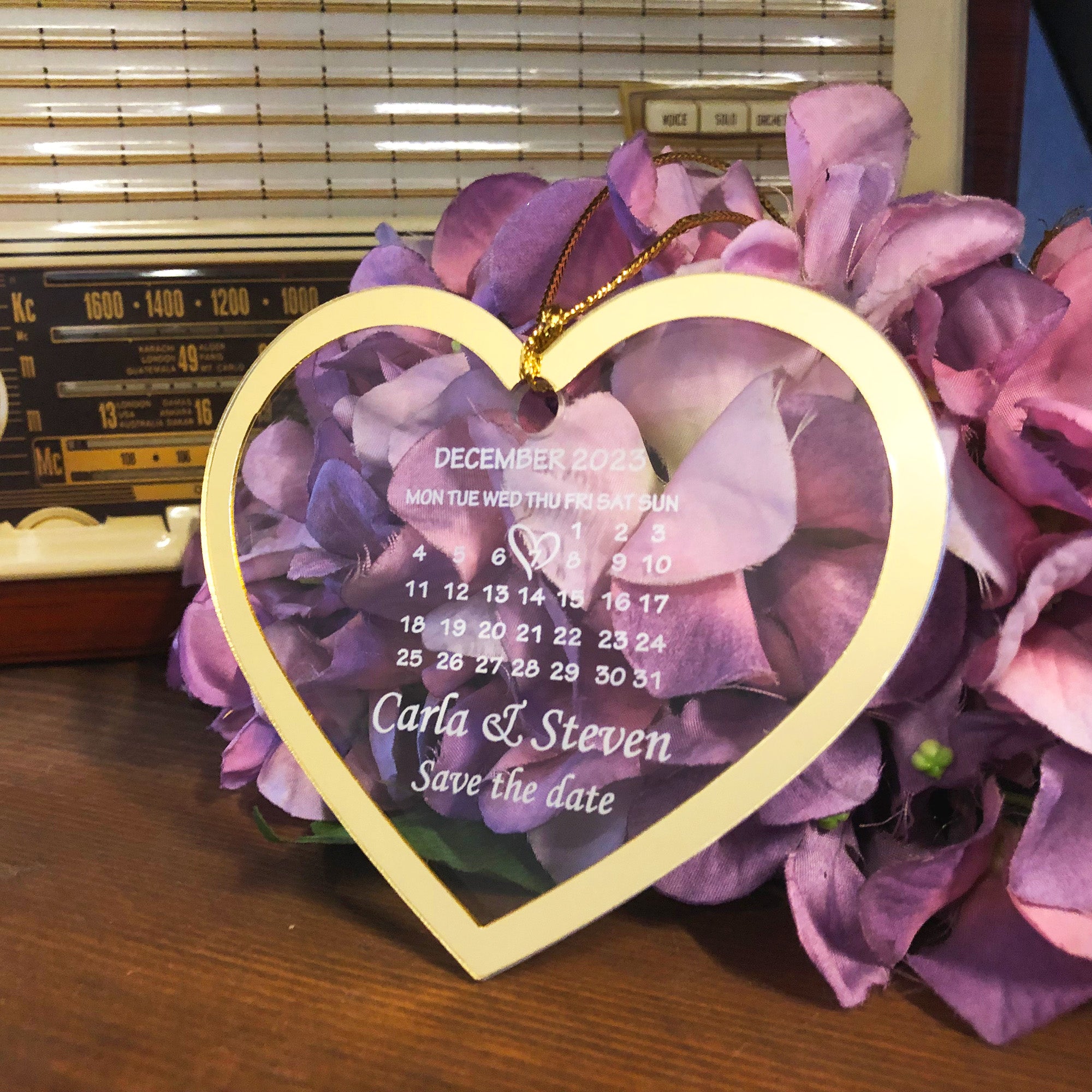 Ornamento personalizzato per la data del matrimonio, ornamento per matrimonio, calendario, regalo di anniversario, il nostro primo Natale, regalo per sposi, regalo di fidanzamento