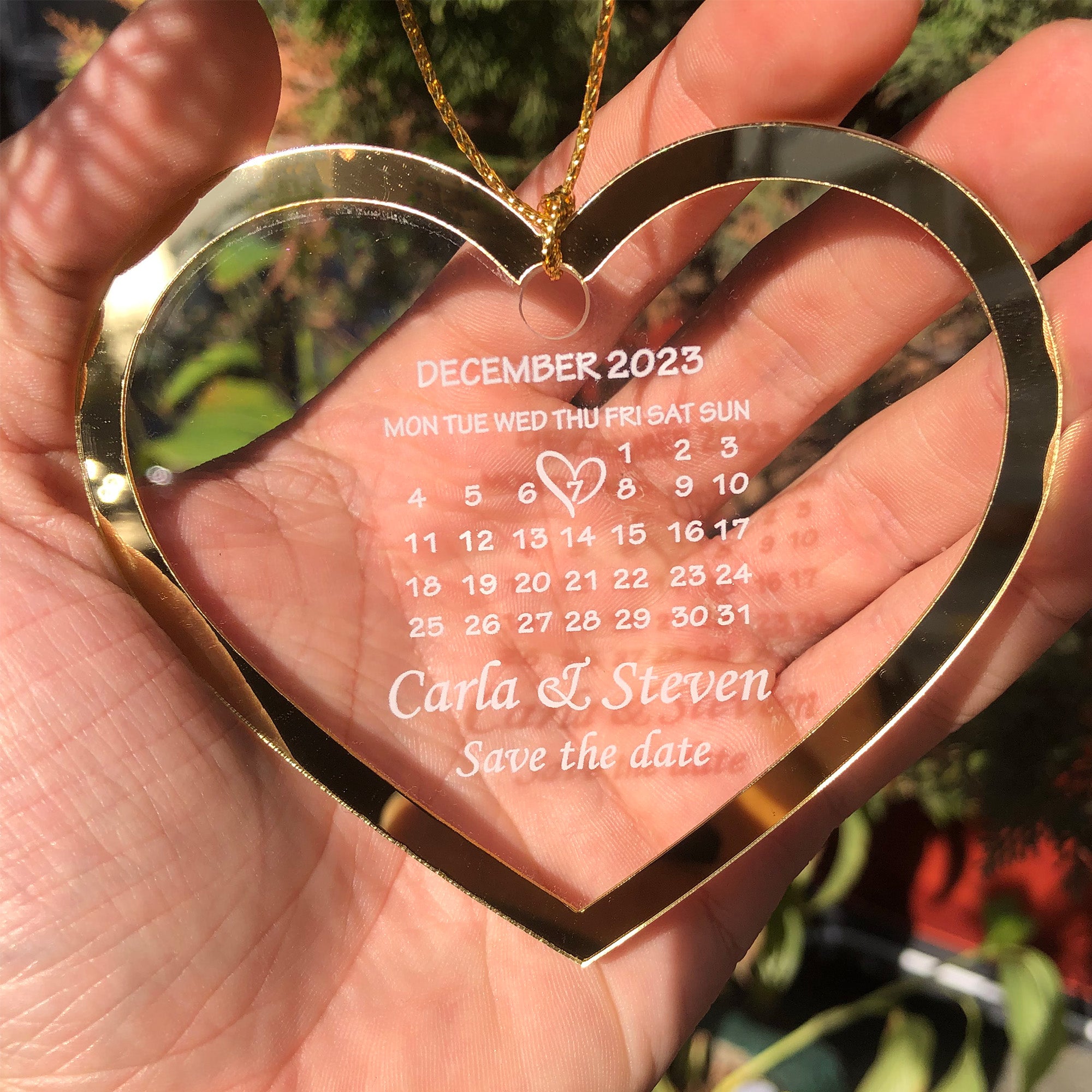 Ornamento personalizzato per la data del matrimonio, ornamento per matrimonio, calendario, regalo di anniversario, il nostro primo Natale, regalo per sposi, regalo di fidanzamento