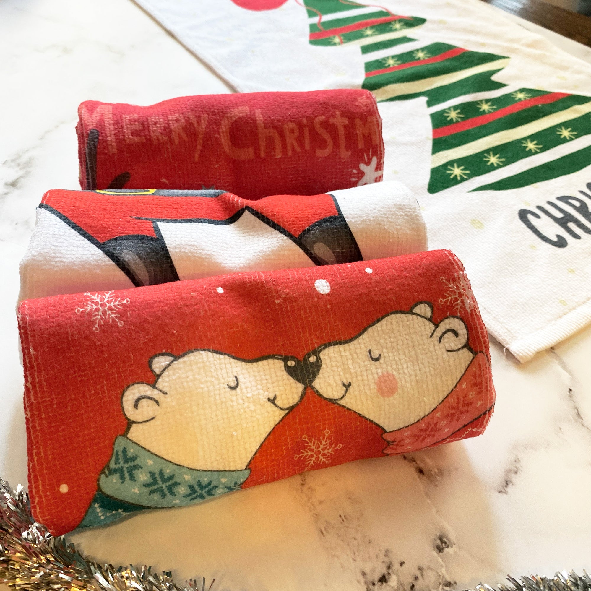 Set di 4 asciugamani da cucina a tema natalizio