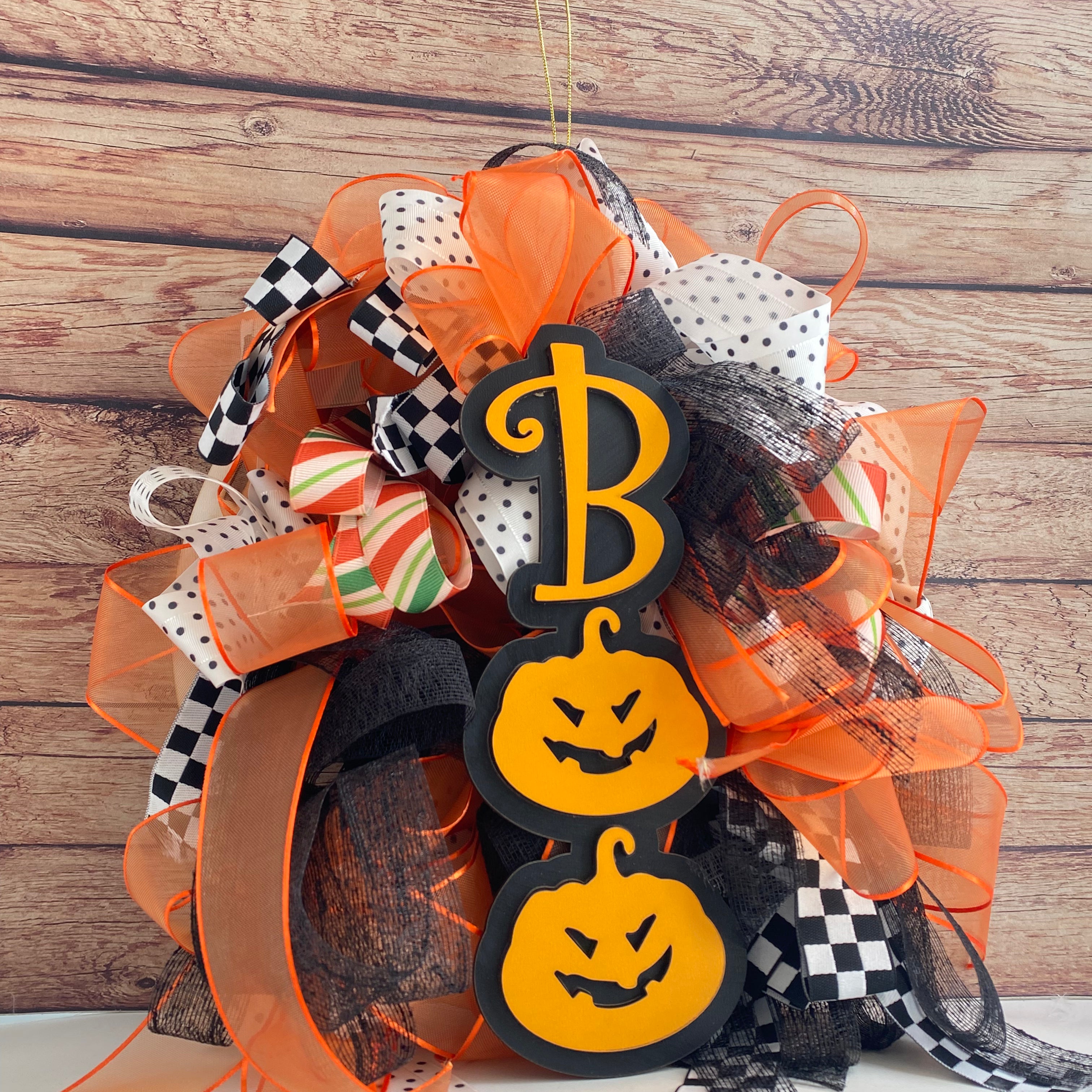 Cartello in legno di Halloween BOO