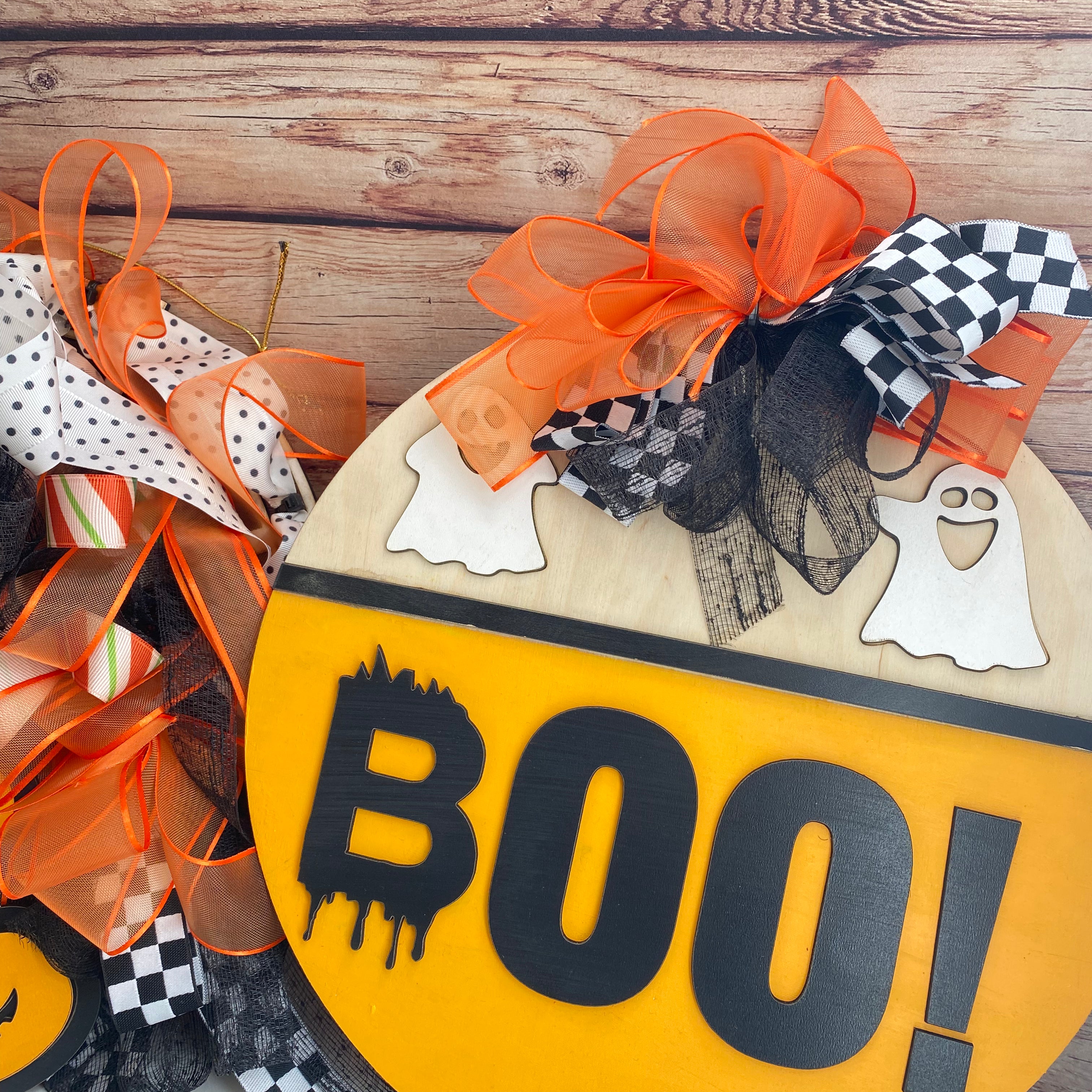 Cartello in legno di Halloween BOO