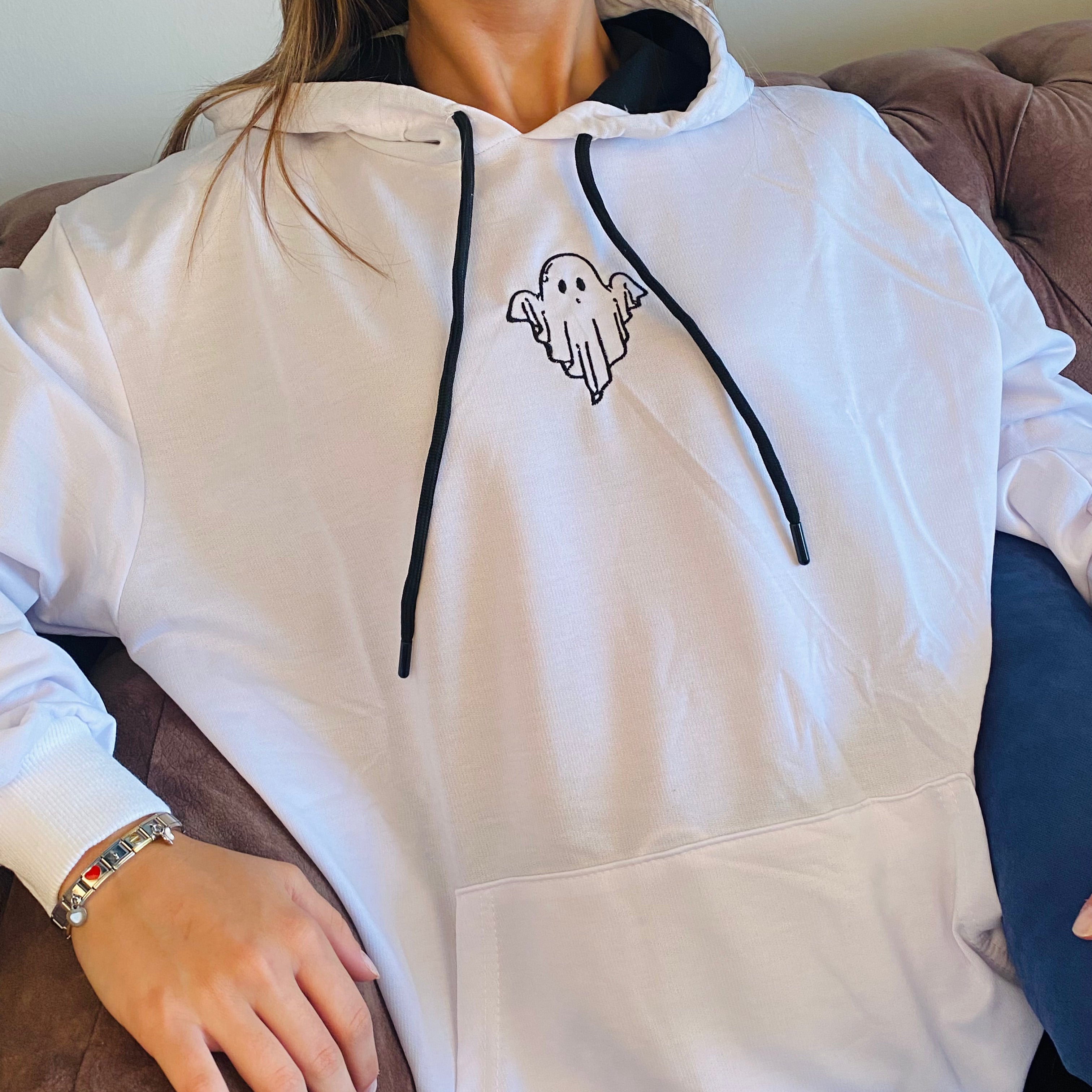 Halloween Ghost Embroidered Hoodie