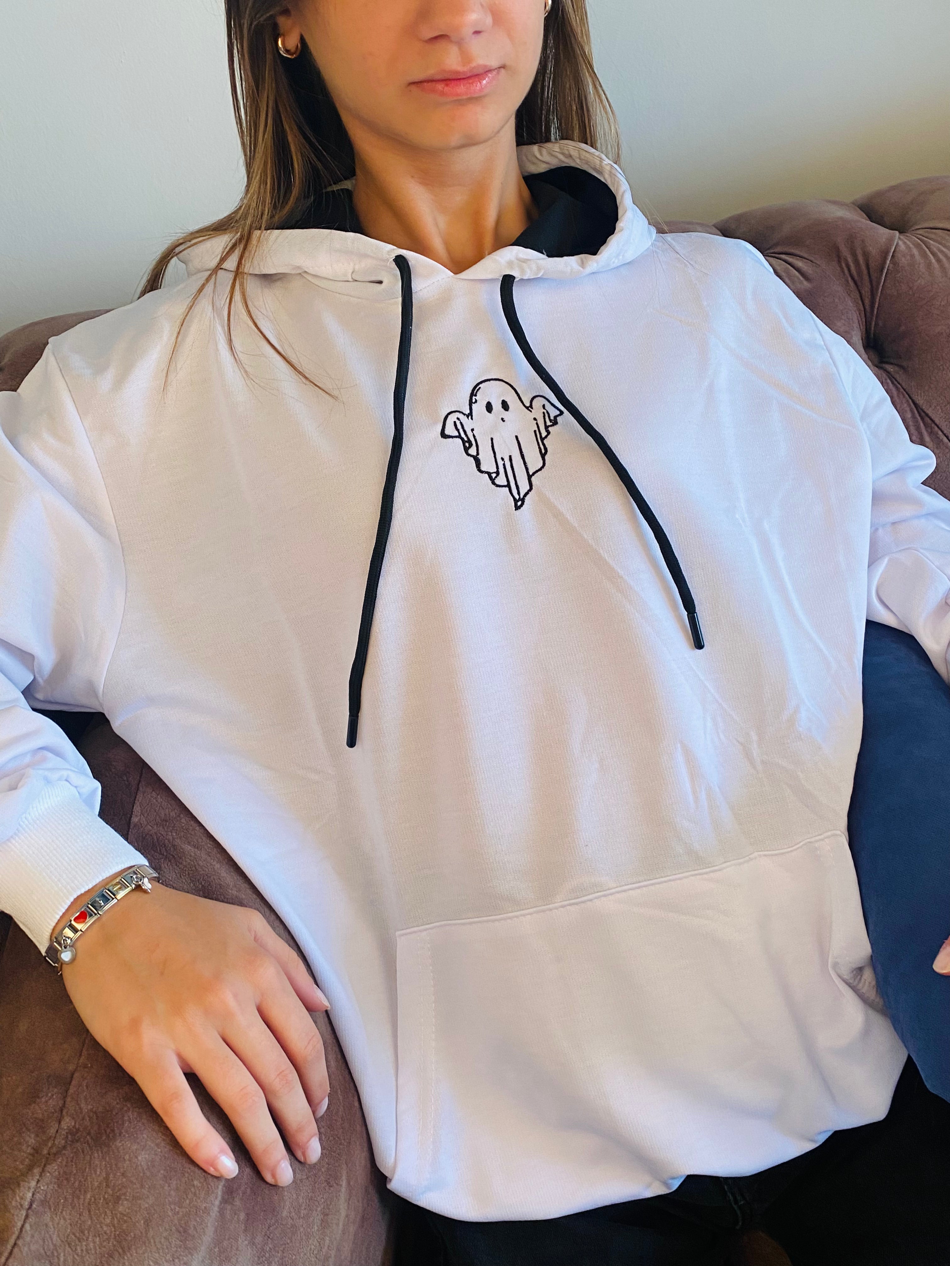 Halloween Ghost Embroidered Hoodie