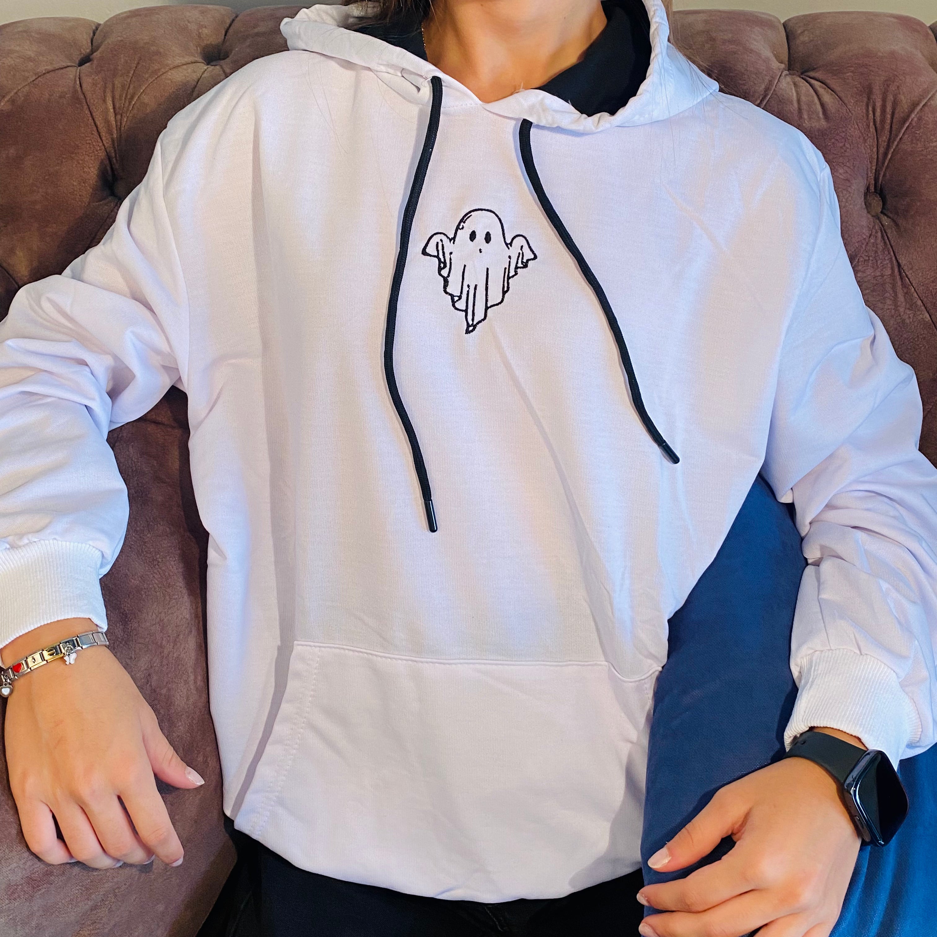 Halloween Ghost Embroidered Hoodie