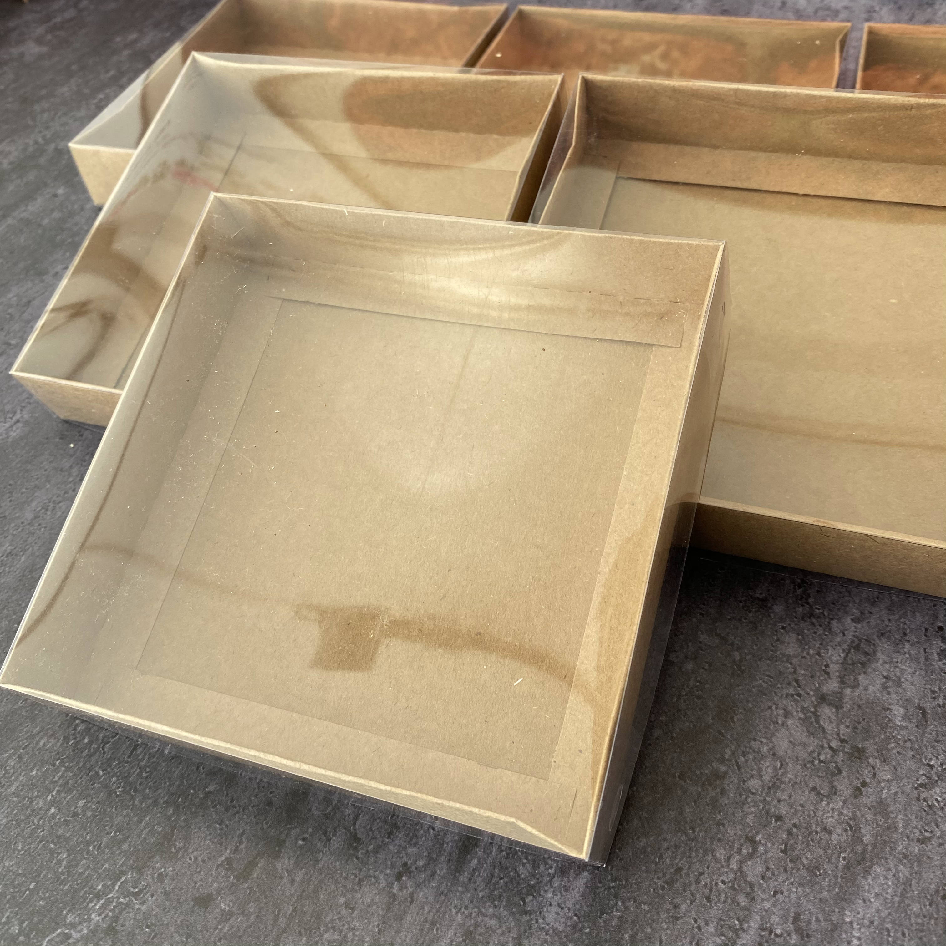 12x12x3 cm Cardboard Box with Clear Lid