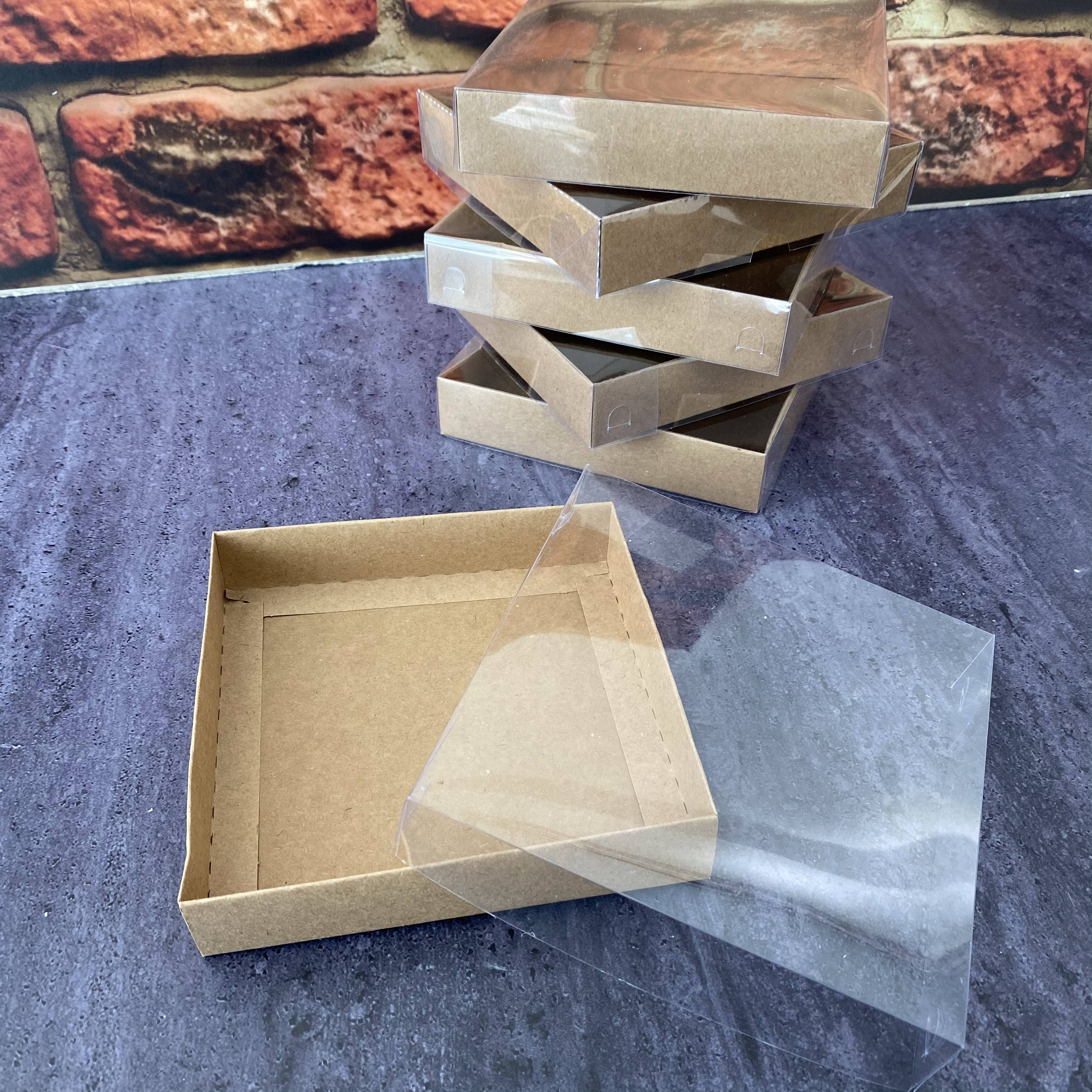 12x12x3 cm Cardboard Box with Clear Lid