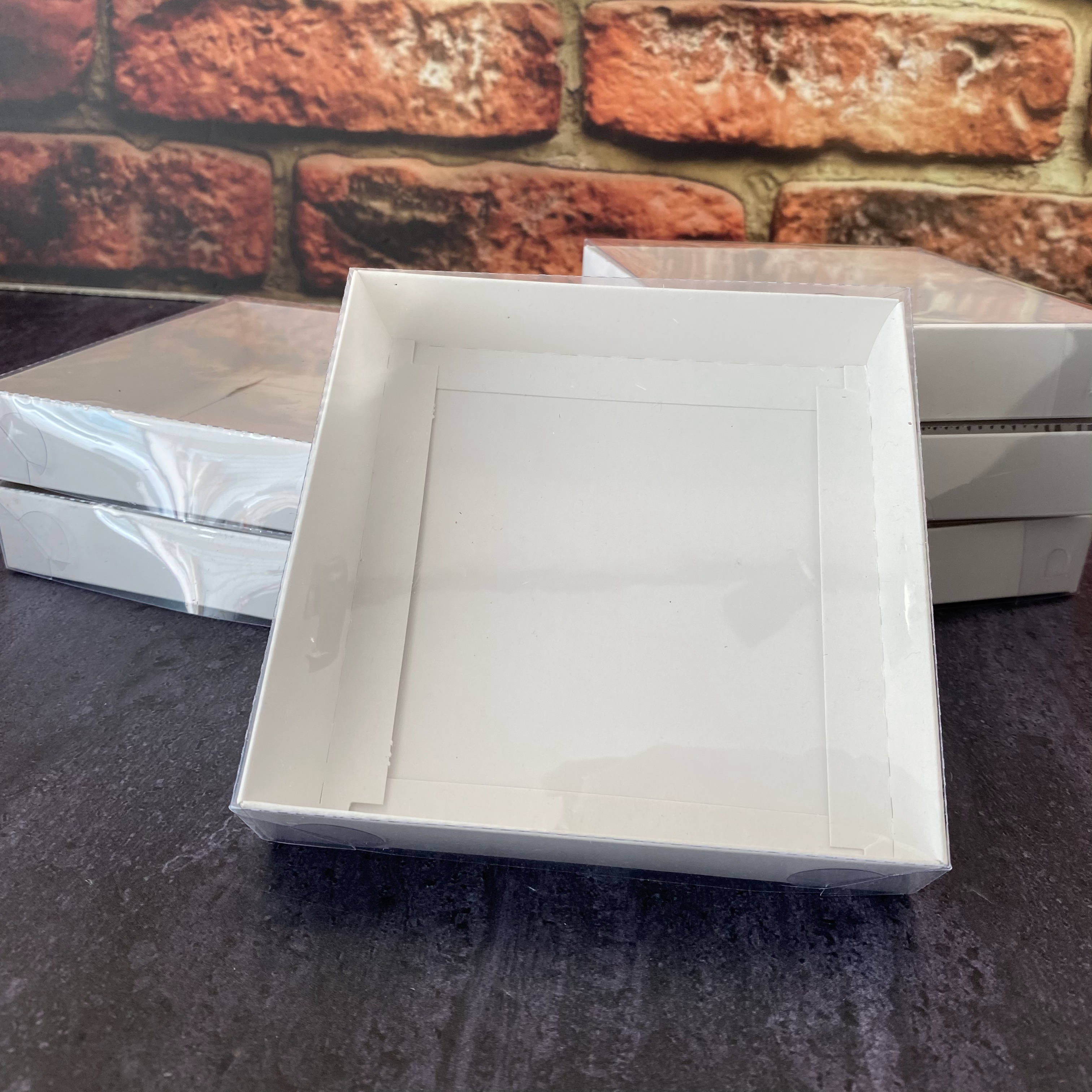 12x12x3 cm Cardboard Box with Clear Lid
