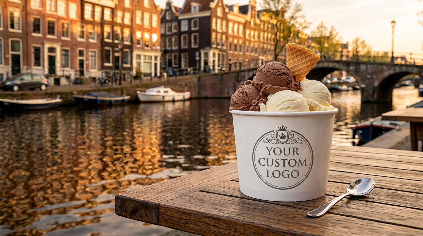 Custom Printed Ice Cream Cups | 100cc, 200cc, 230cc | Personalized Logo Ice Cream Bowls