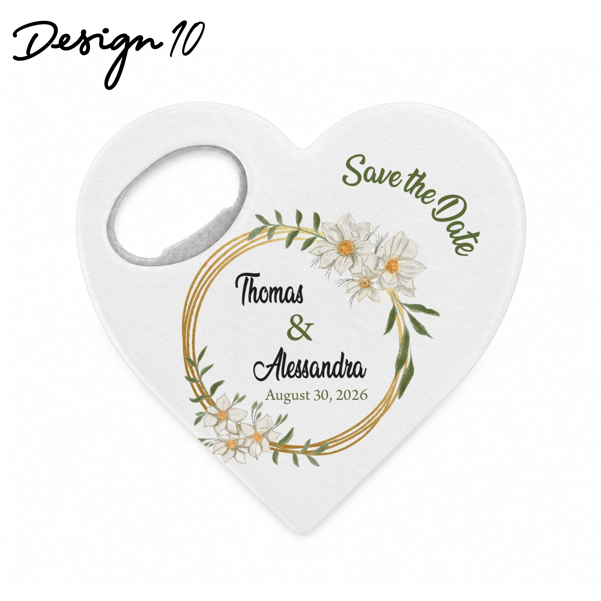 Personalized Heart Bottle Opener Magnet with 20 Design Options for Wedding Guests