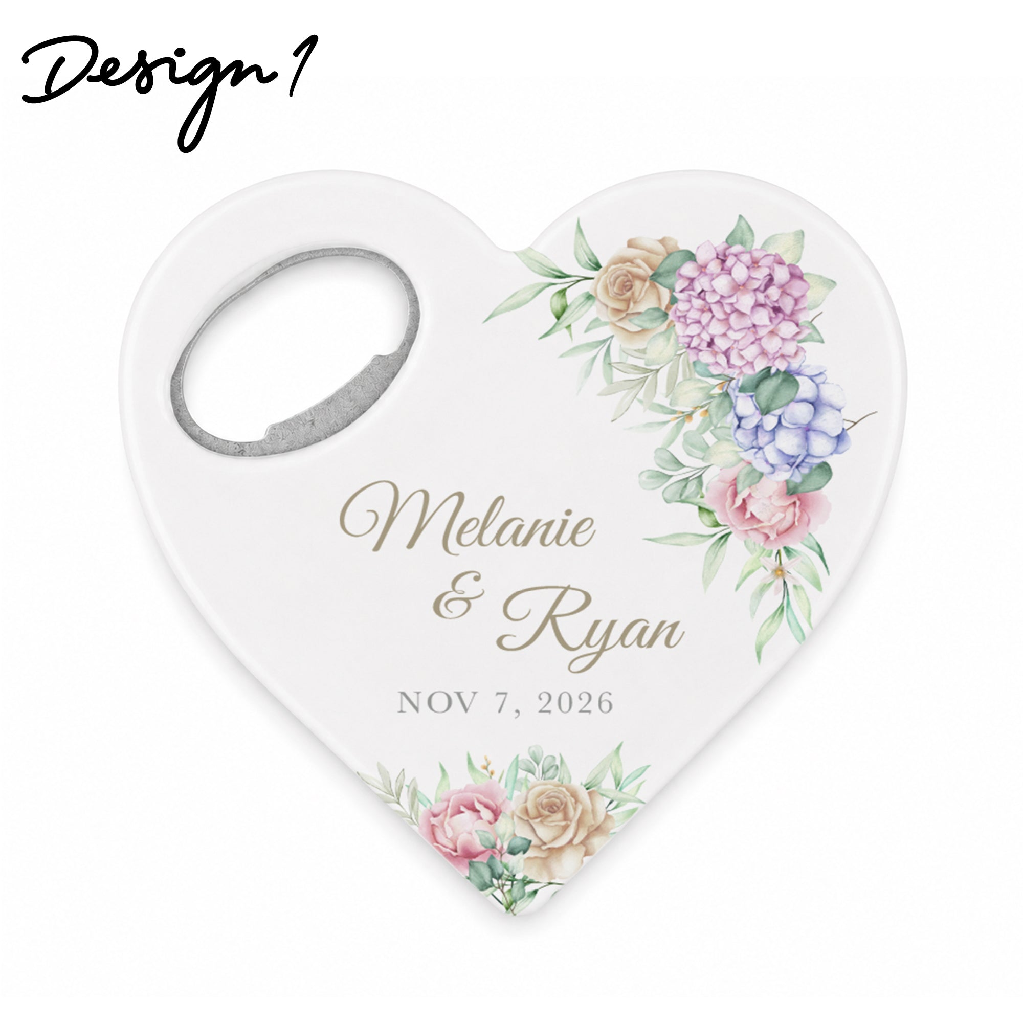 Personalized Bottle Opener Magnet , Heart Shaped Gift for Guests in Bulk