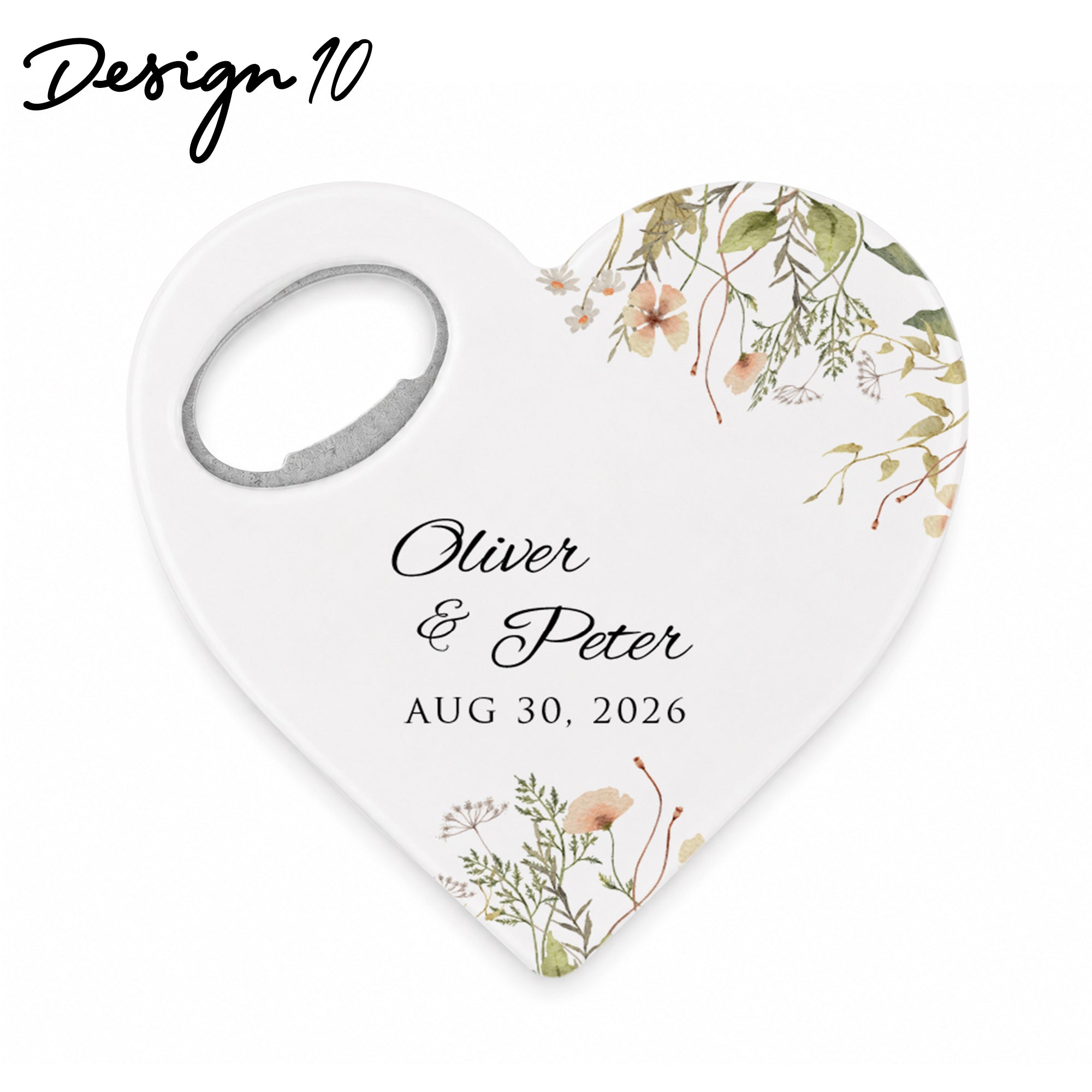 Personalized Bottle Opener Magnet , Heart Shaped Gift for Guests in Bulk