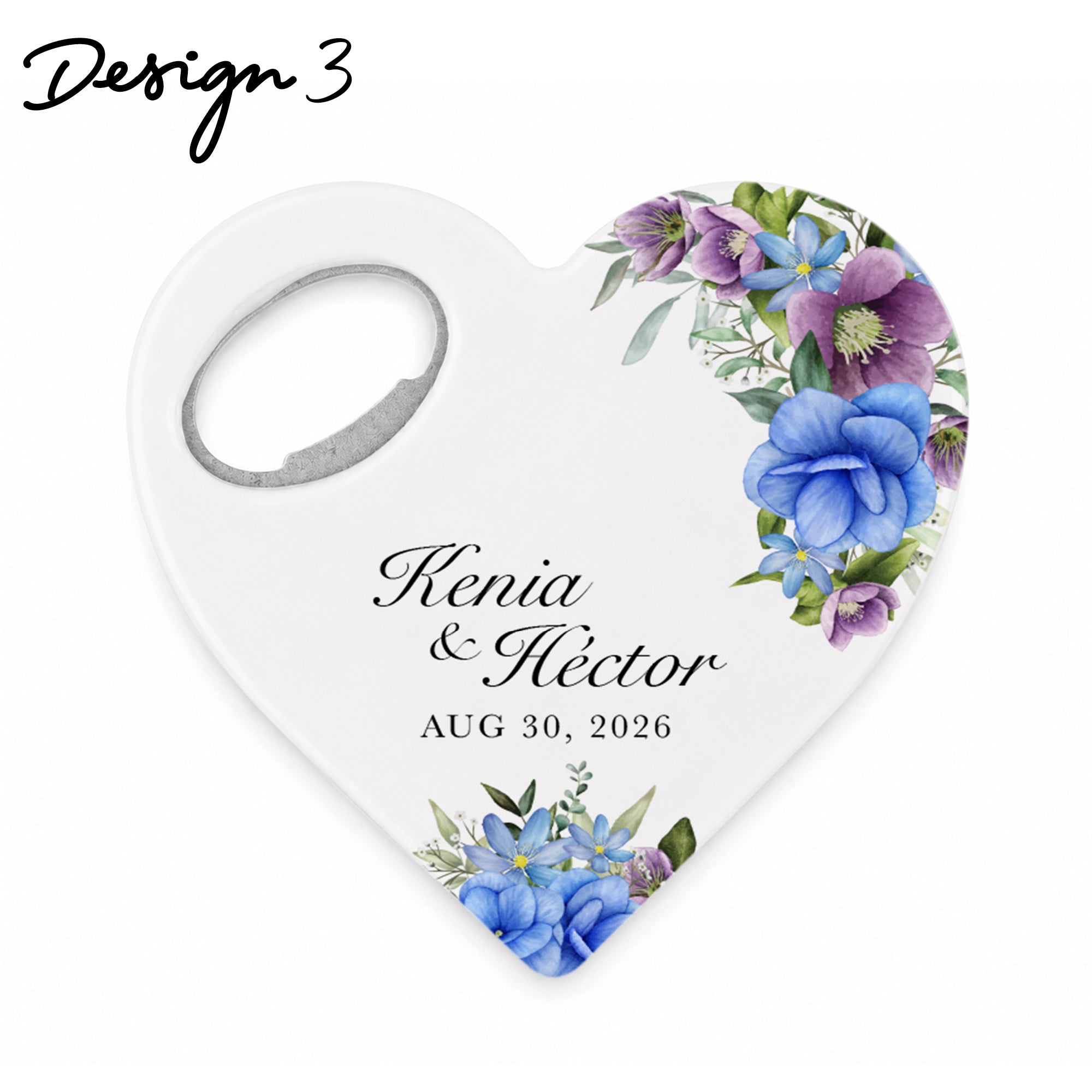 Personalized Bottle Opener Magnet , Heart Shaped Gift for Guests in Bulk