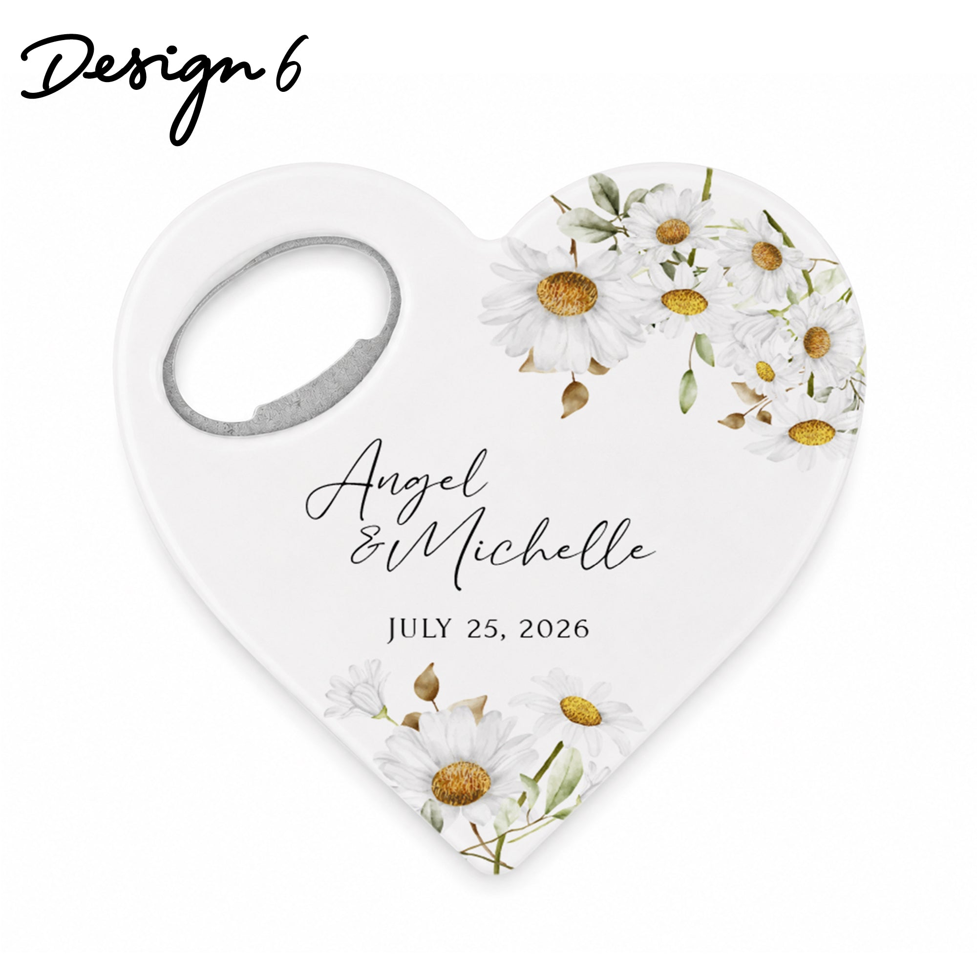 Personalized Bottle Opener Magnet , Heart Shaped Gift for Guests in Bulk