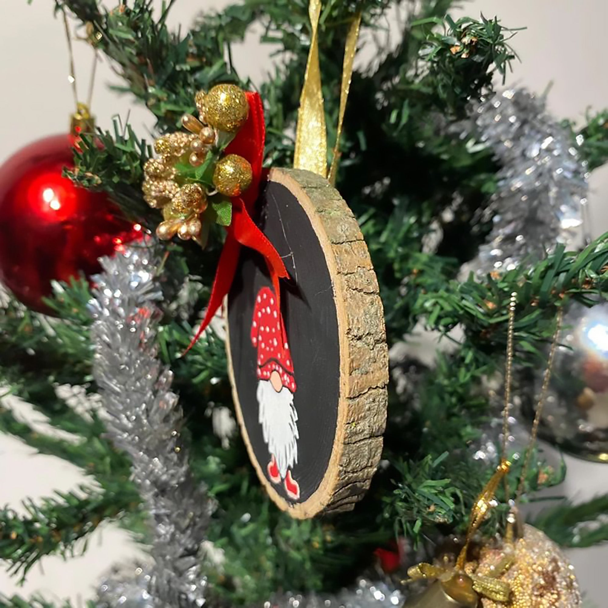 Gnome Wooden Christmas Ornaments | Hand Painted Ornament Gift