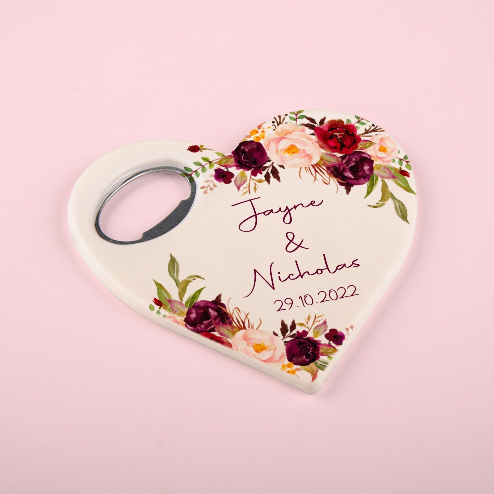 Magnete apribottiglie personalizzato, regalo a forma di cuore per gli ospiti in grandi quantità