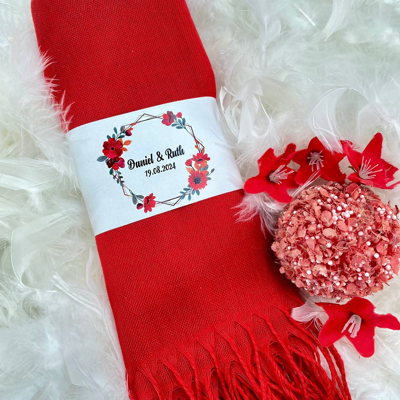 Personalisierte Hochzeits-Pashmina-Tücher (20 Stück)