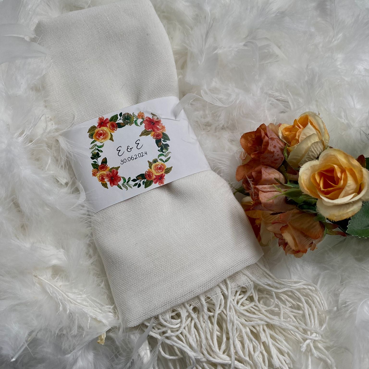 Personalisierte Hochzeits-Pashmina-Tücher (20 Stück)