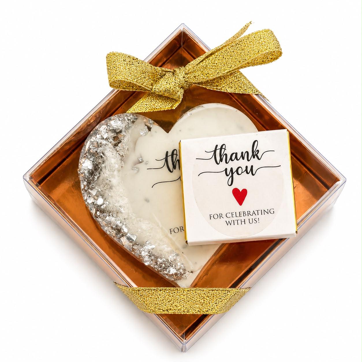 50 PCS Thank You for Celebrating With Us Gift Box – Custom Resin Magnet & Chocolate Wedding Favors