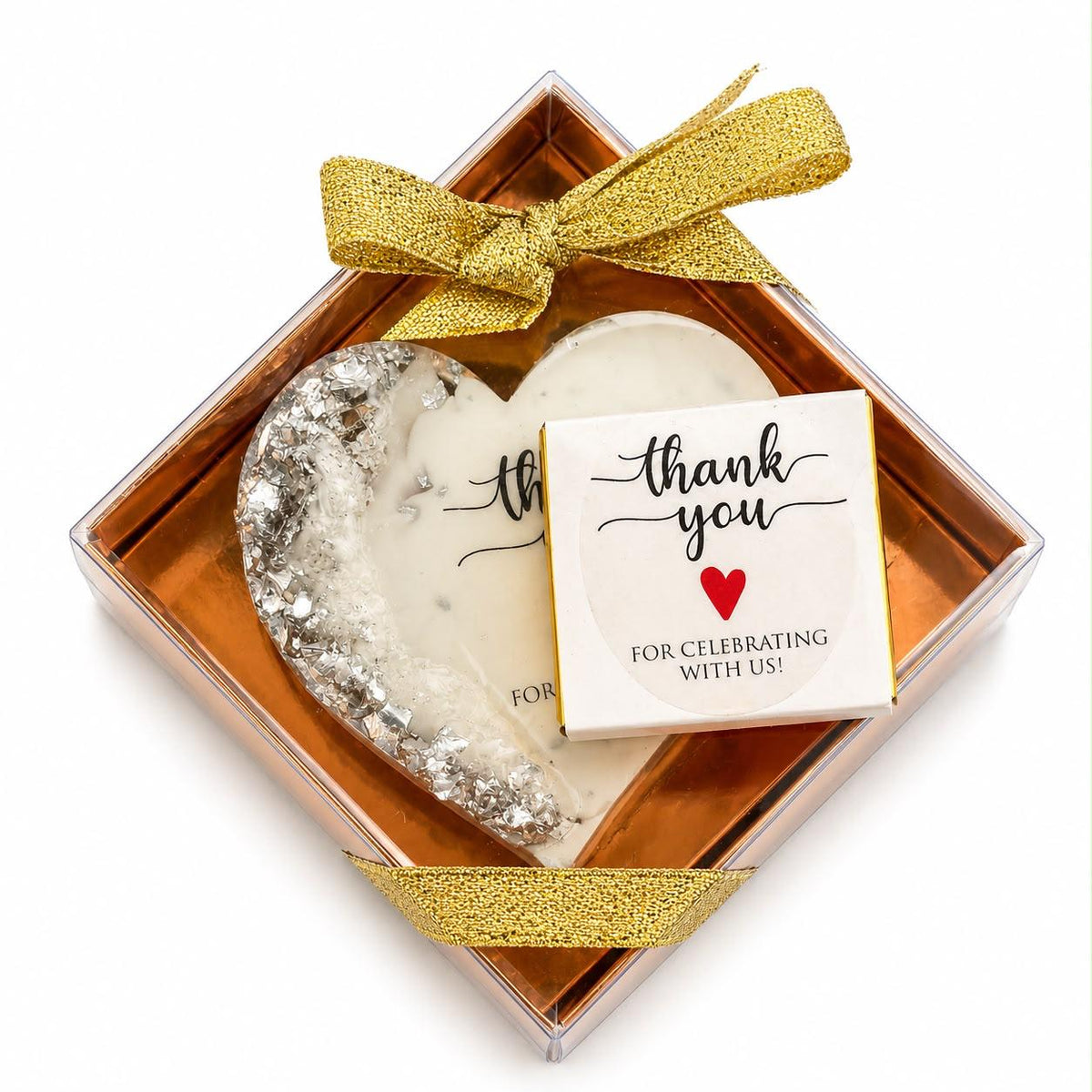 50 PCS Thank You for Celebrating With Us Gift Box – Custom Resin Magnet & Chocolate Wedding Favors