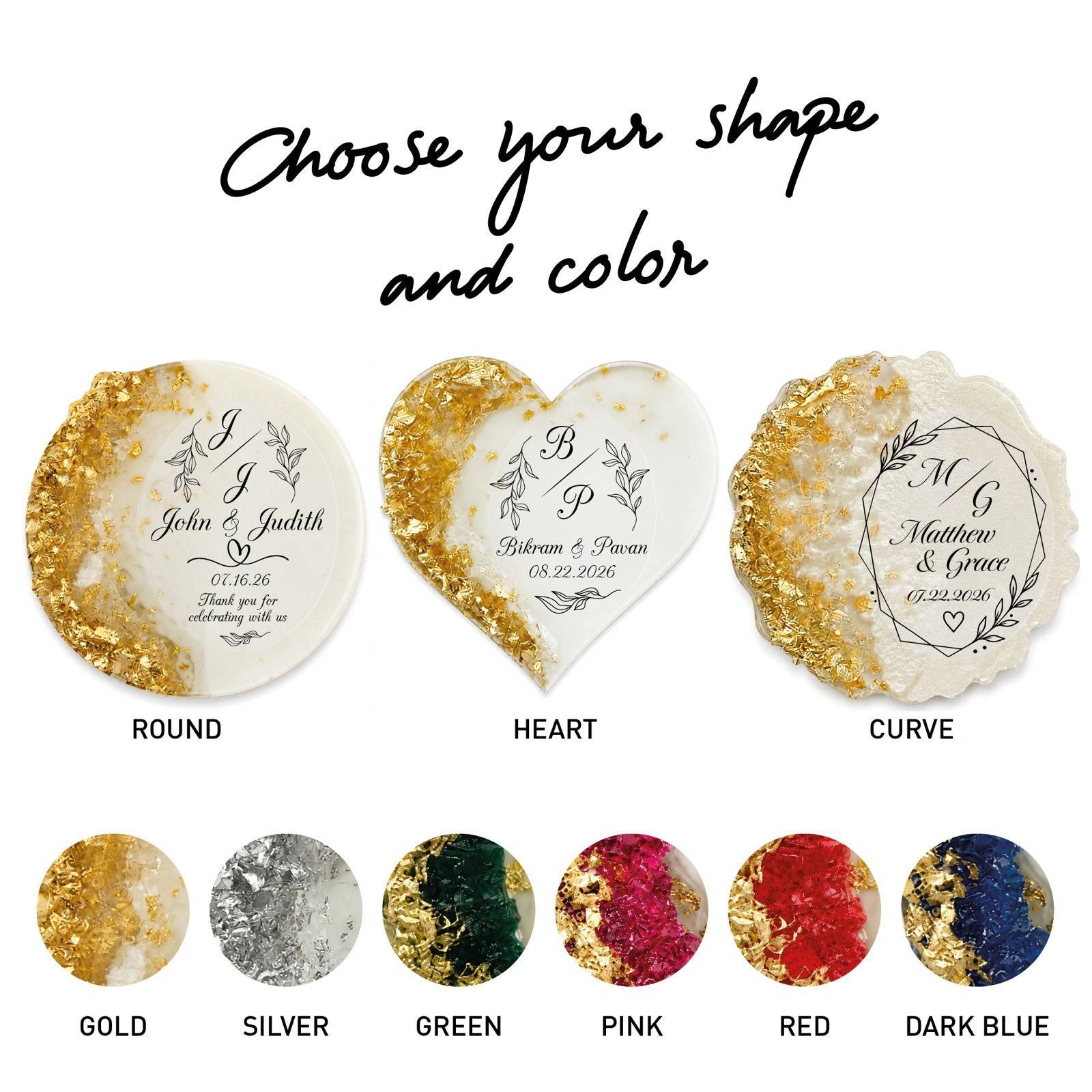 Custom Resin Magnet Wedding Favors – Personalized Epoxy Bridal Shower Gifts for Guests