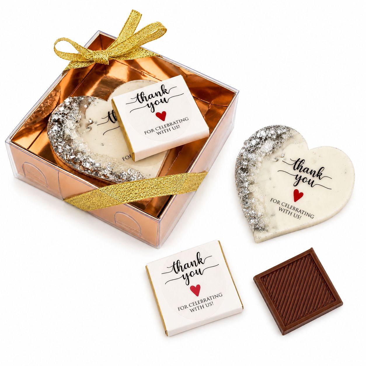 50 PCS Thank You for Celebrating With Us Gift Box – Custom Resin Magnet & Chocolate Wedding Favors