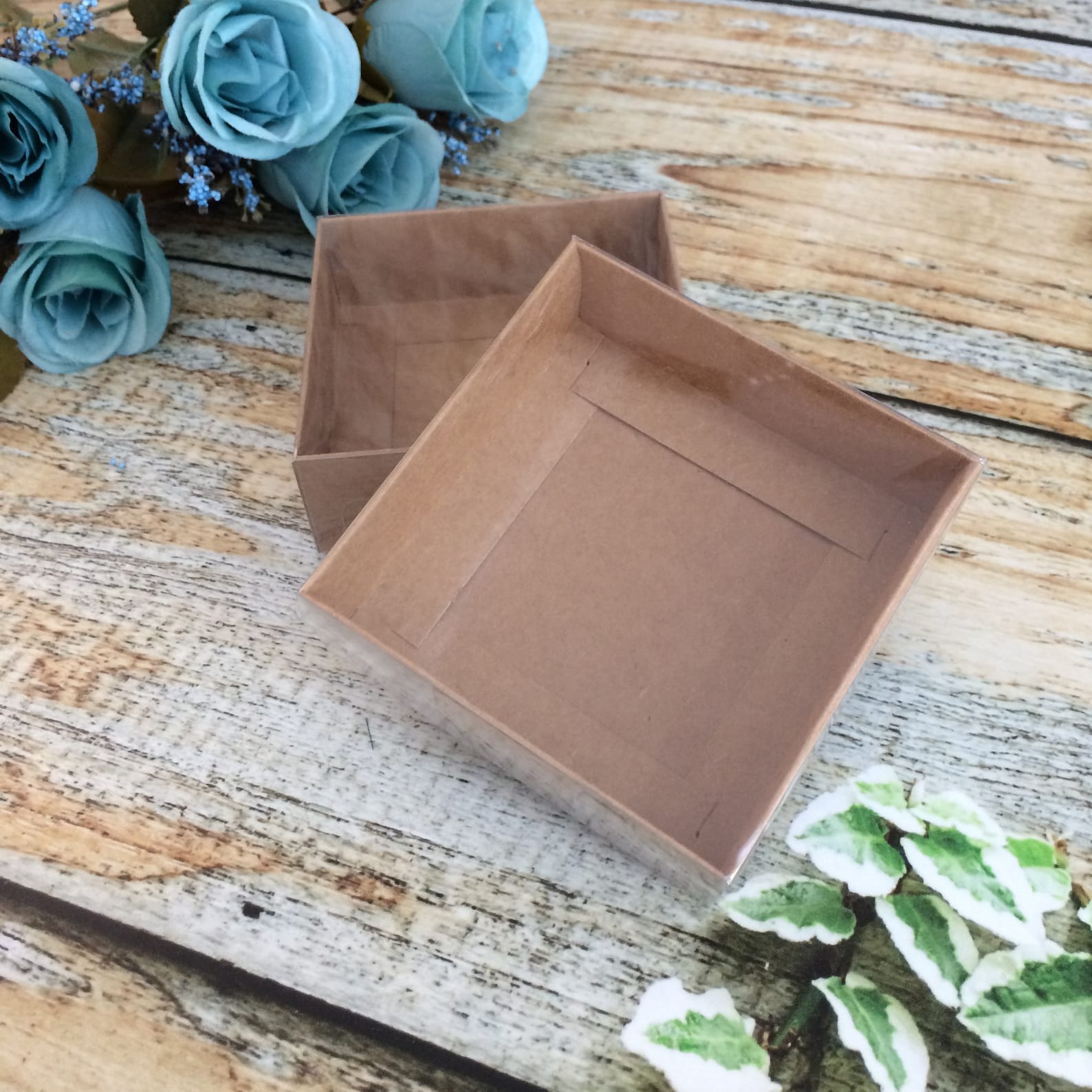 9x9x3 cm Cardboard Box with Clear Lid