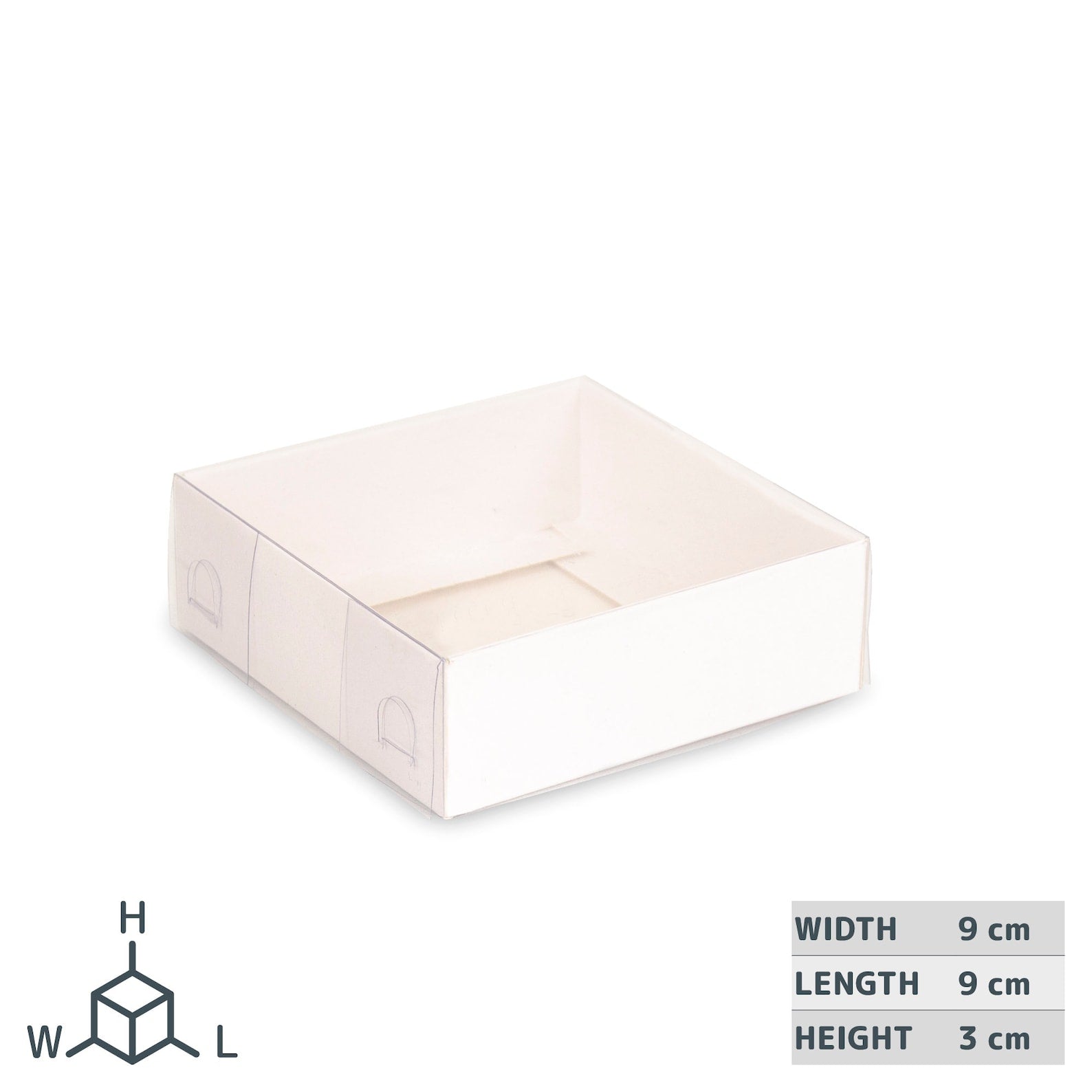 9x9x3 cm Cardboard Box with Clear Lid