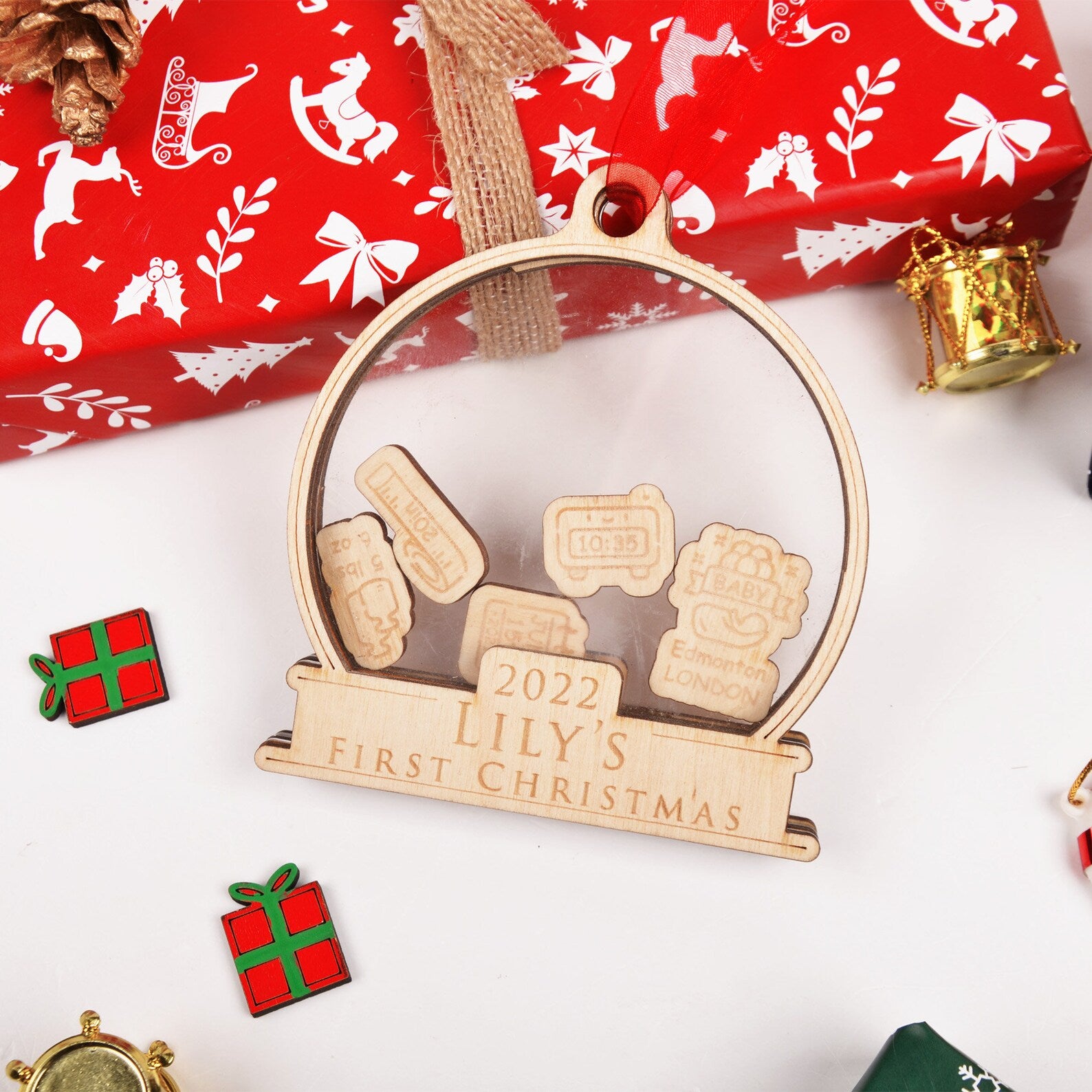 Newborn Birth Stats Ornament | 2023 Baby's First Christmas Personalized Ornament