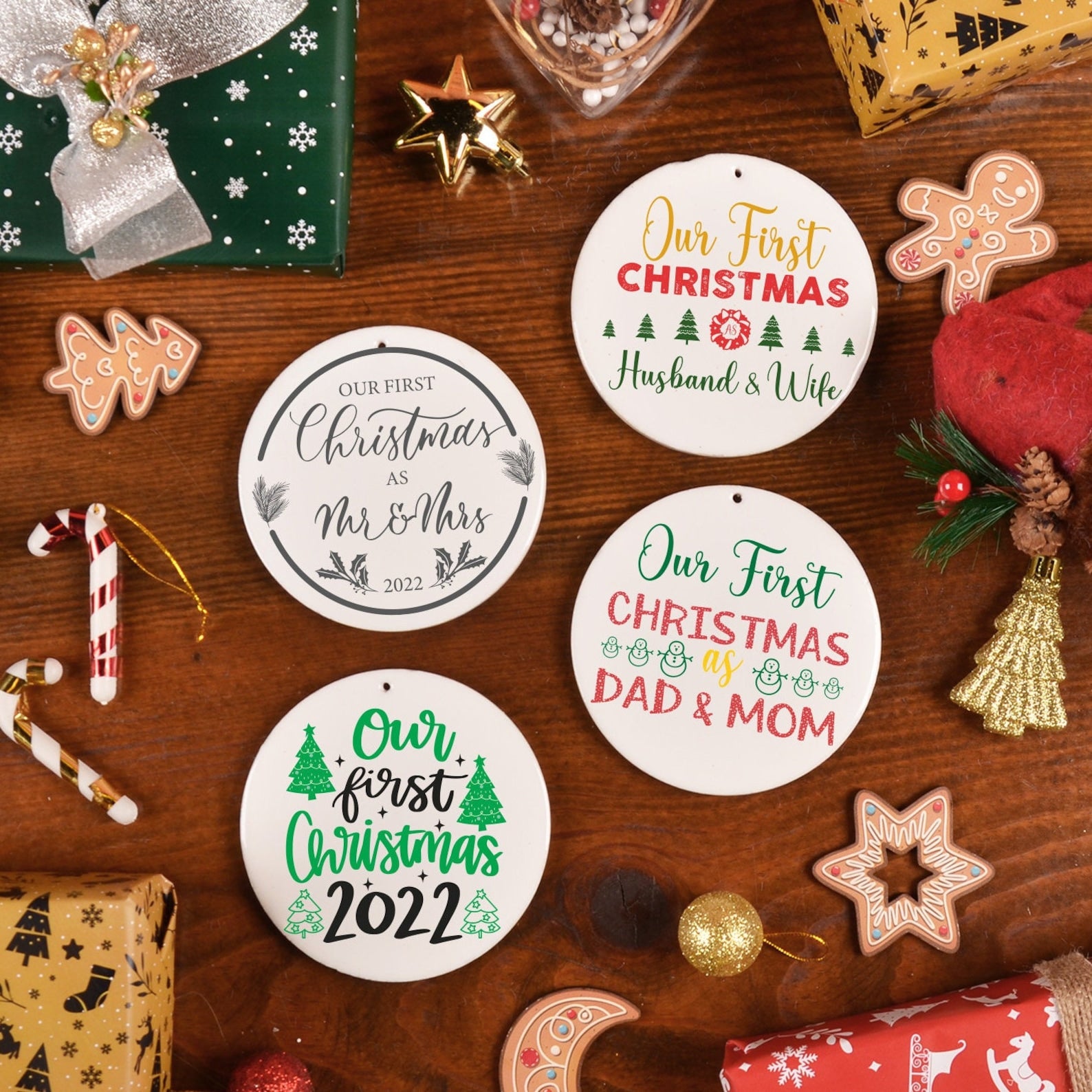 Our First Christmas Ceramic Ornament | Set of 4