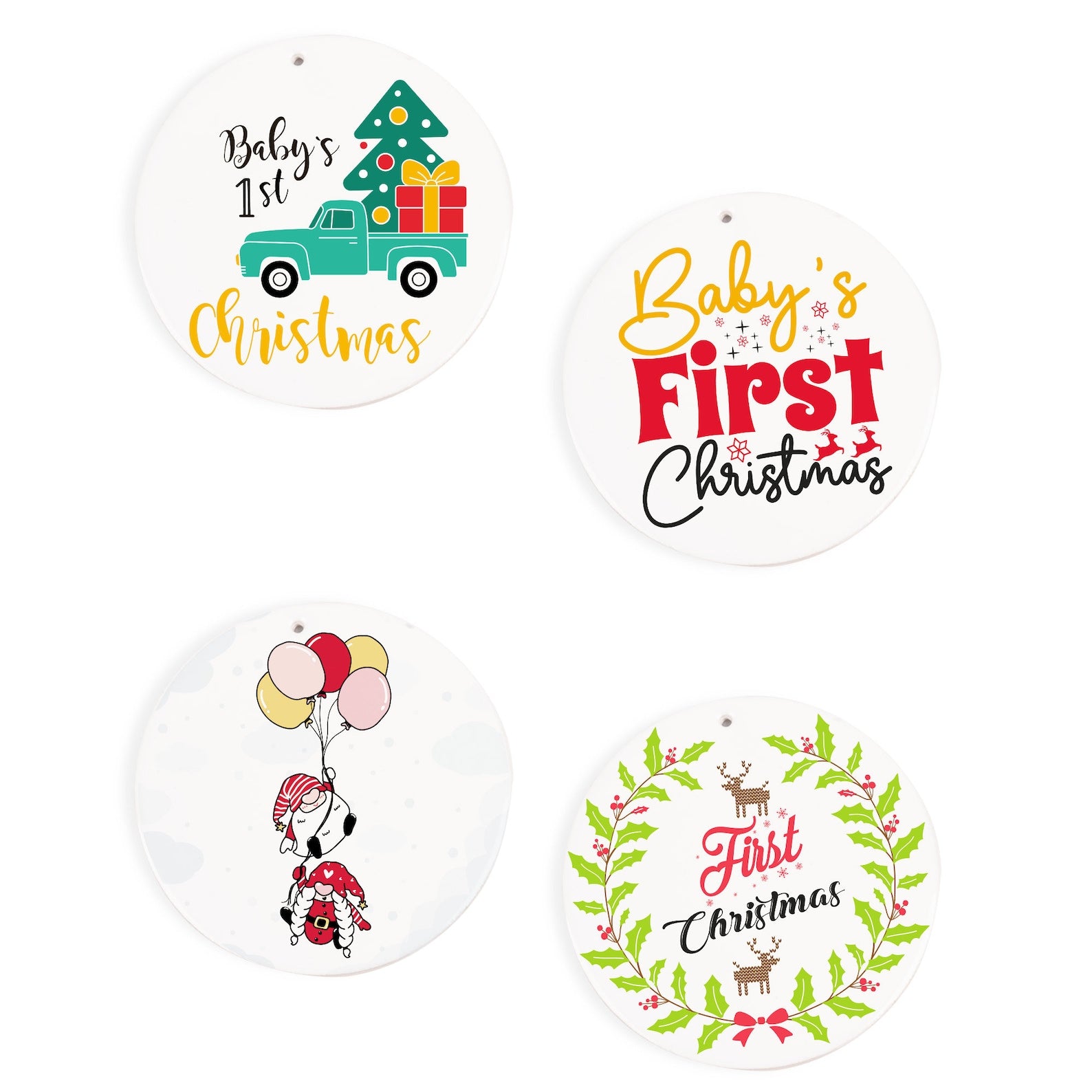 Baby's First Christmas Ceramic Ornaments | Set of 4