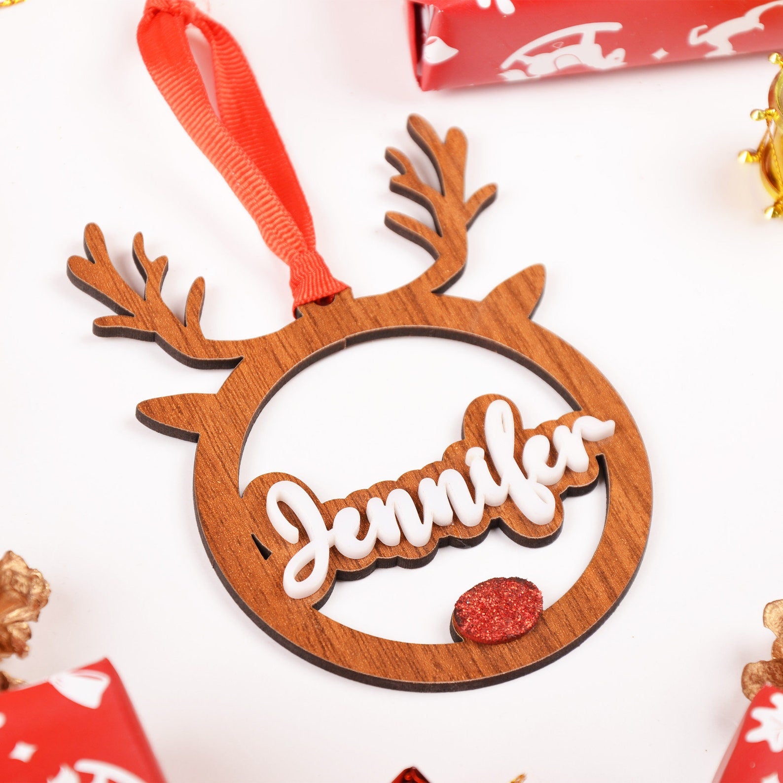 Personalized Christmas Deer Ornament