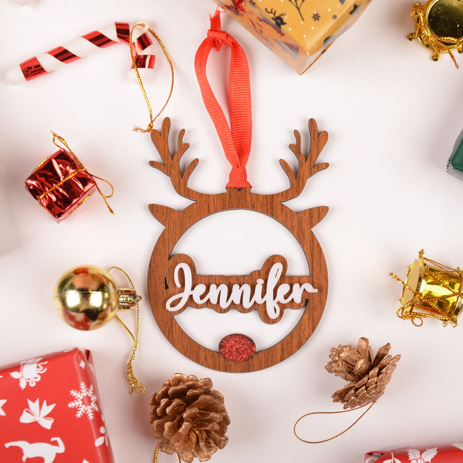 Personalized Christmas Deer Ornament