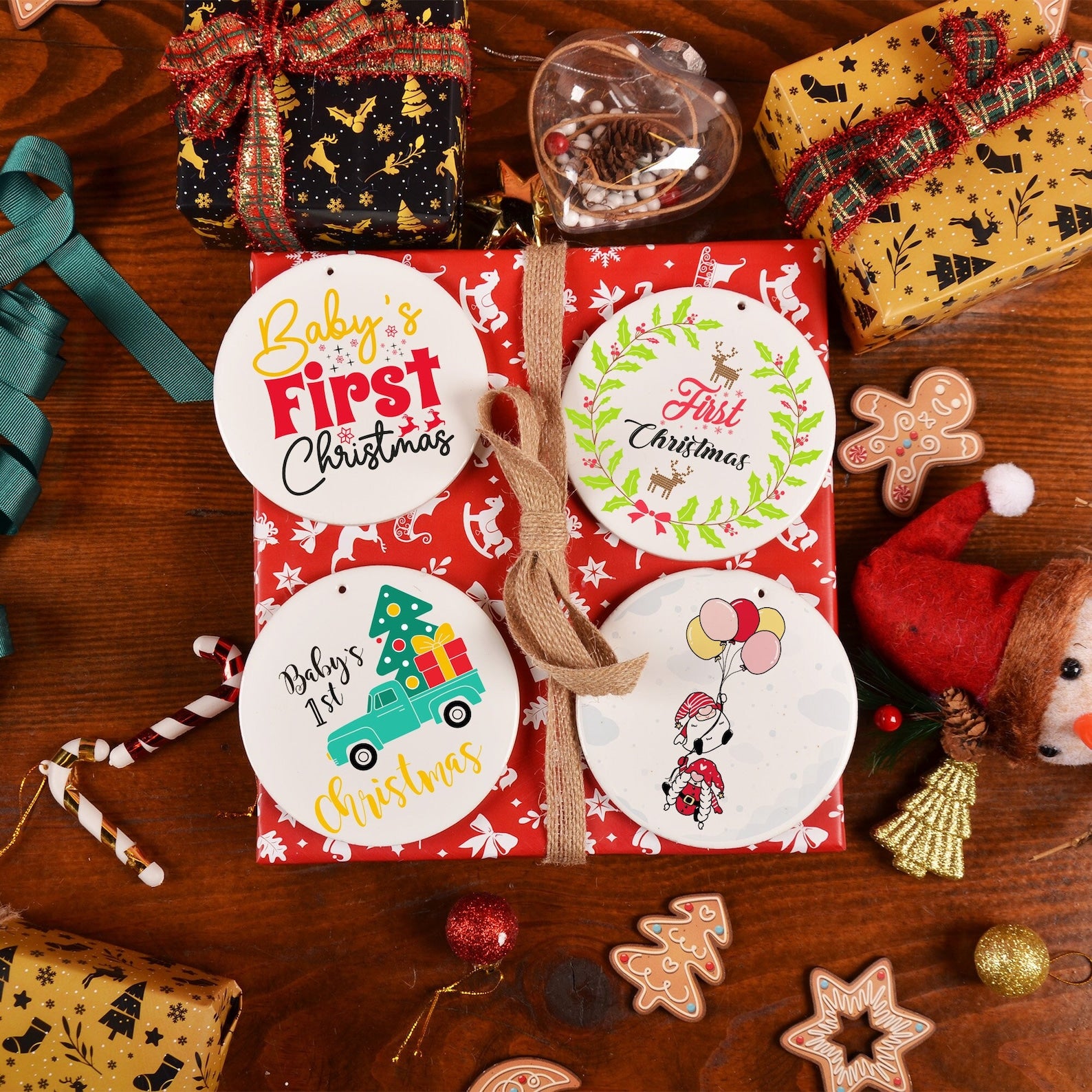Baby's First Christmas Ceramic Ornaments | Set of 4