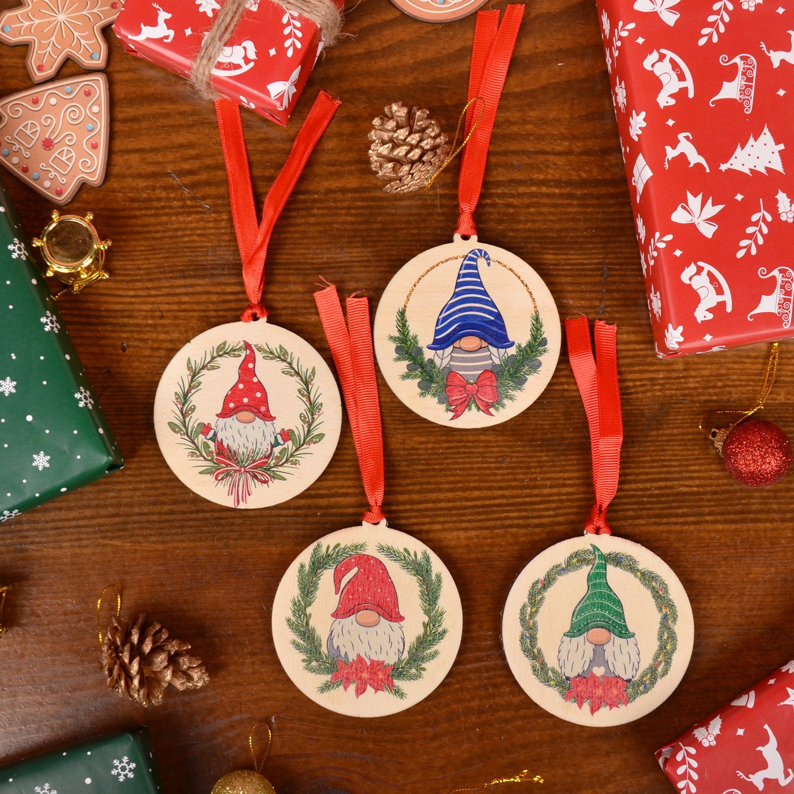 Gnome Christmas Ornaments 4 pieces