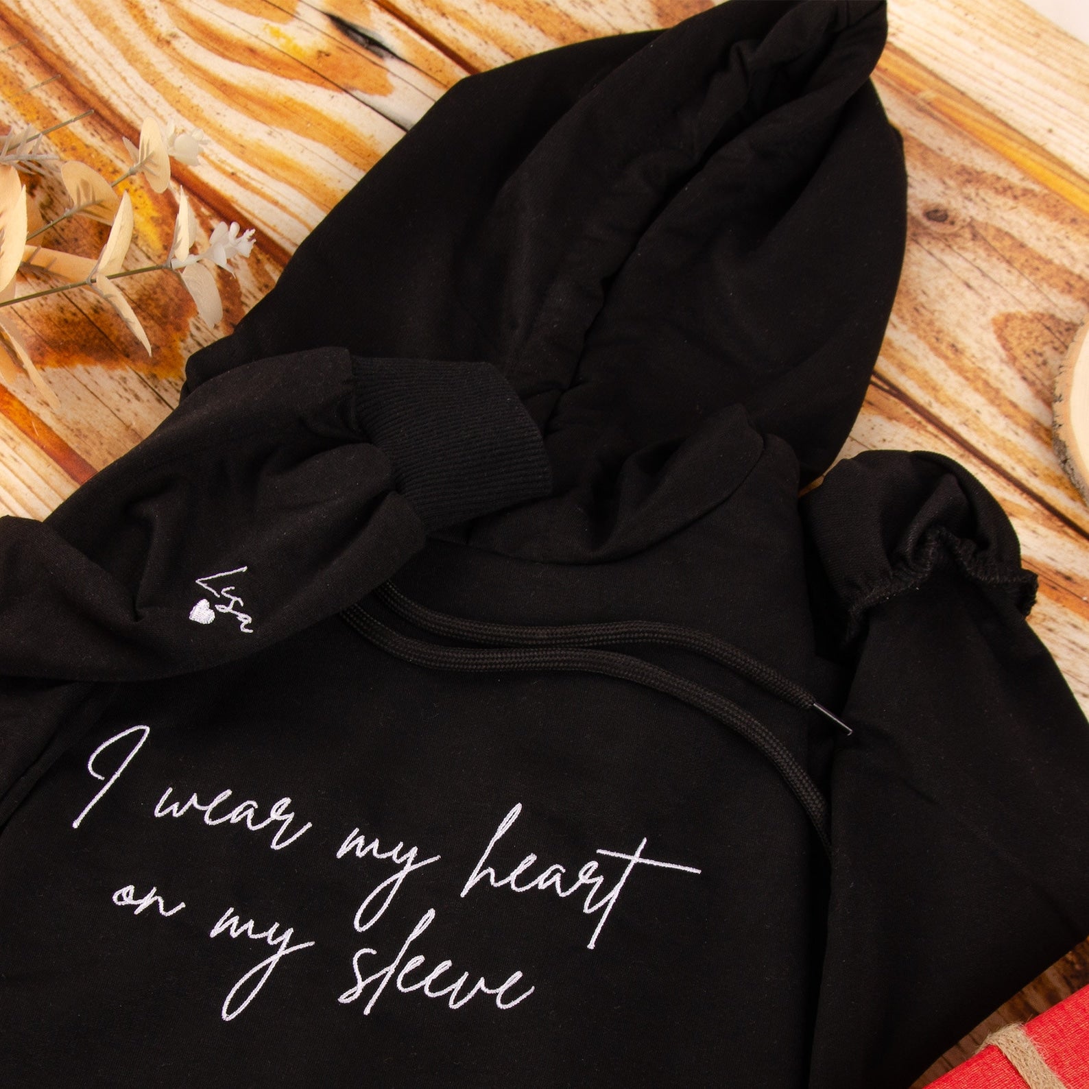 Personalized Embroidered I Wear My Heart On My Sleeve Sweatshirt with Kids Names on Sleeve