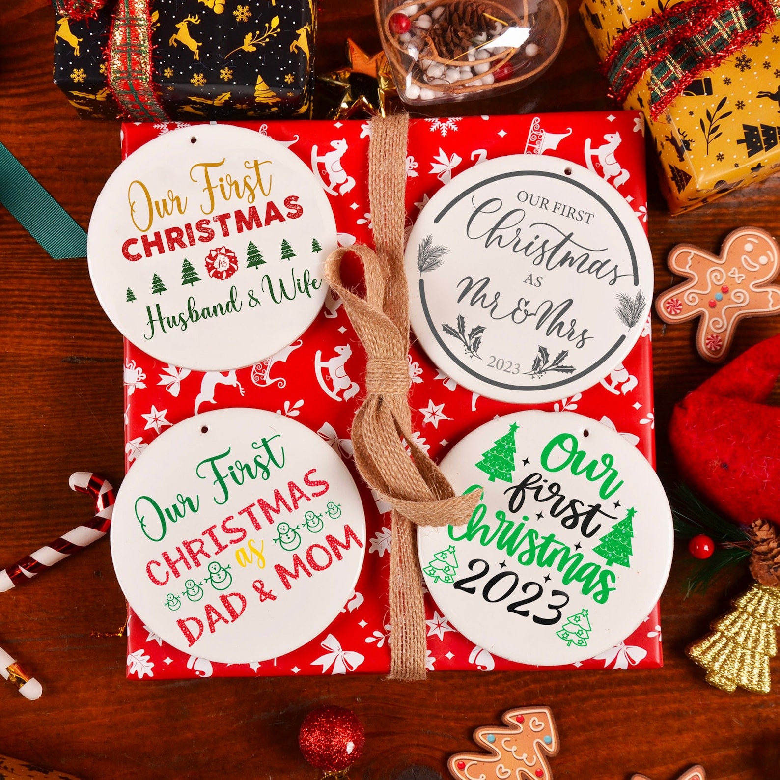 Our First Christmas Ceramic Ornament | Set of 4