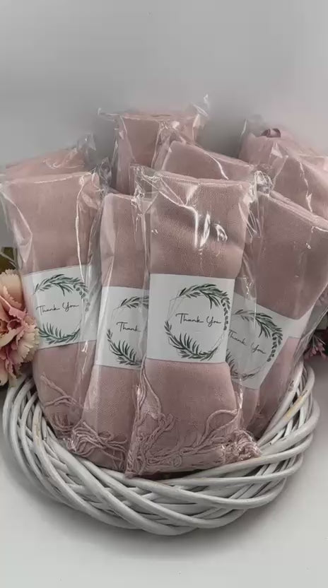 Set of 10 Pashmina Shawls and Wraps in Bulk – Soft Wedding Favors, Bridal Party & Guest Gifts with 'Thank You' Design