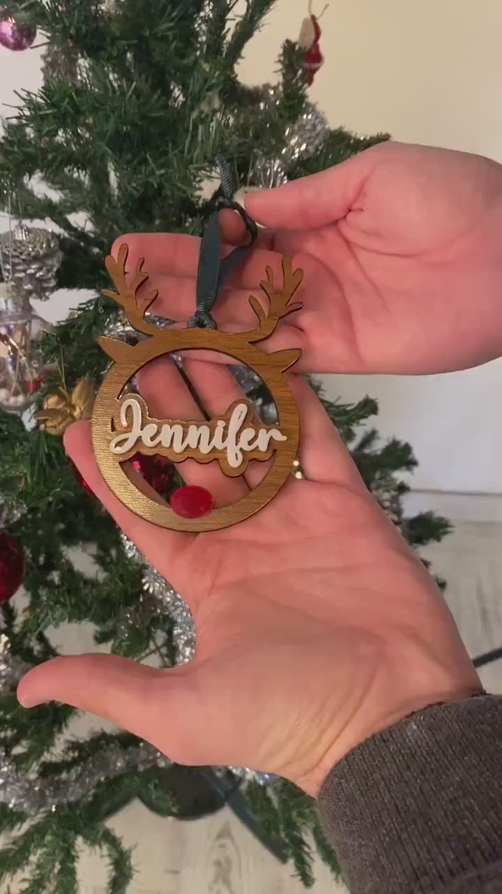 Personalized Christmas Deer Ornament