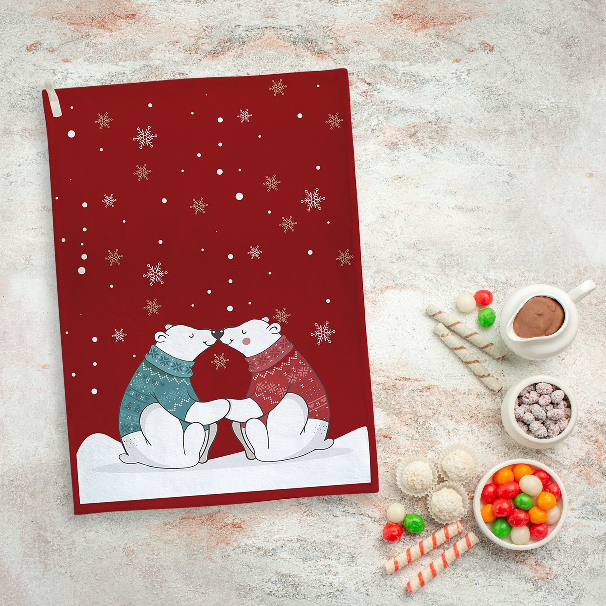 Set di 4 asciugamani da cucina a tema natalizio